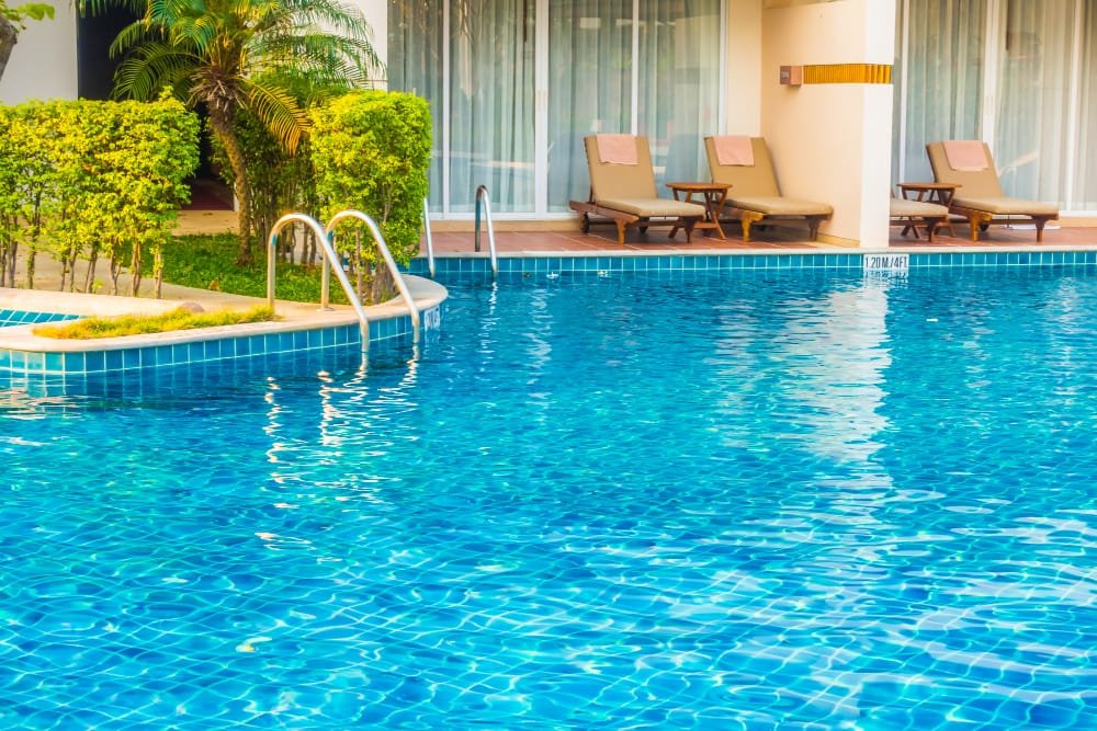 Hotel Swimming Pool with Lounge Chairs