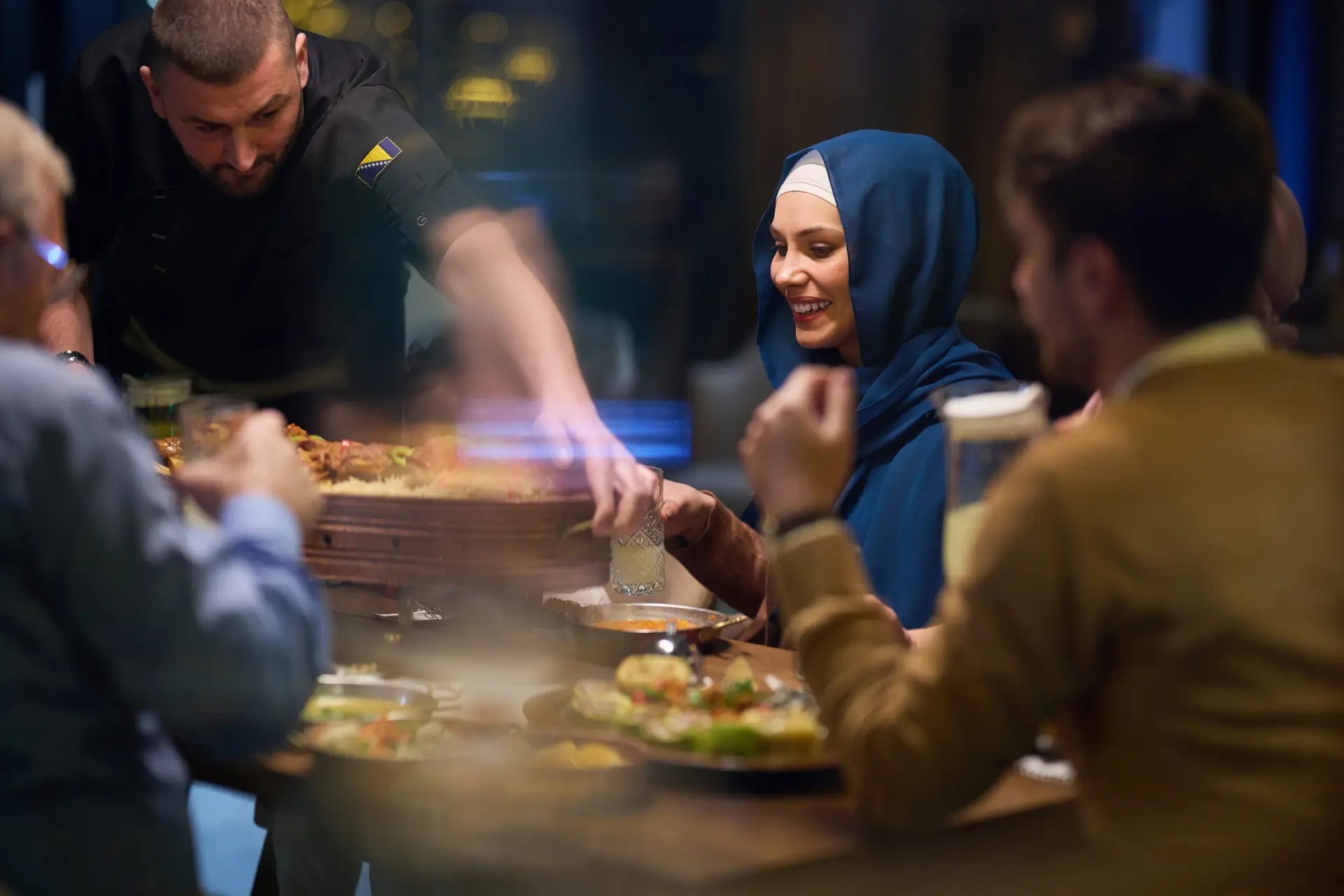 People dining at a restaurant